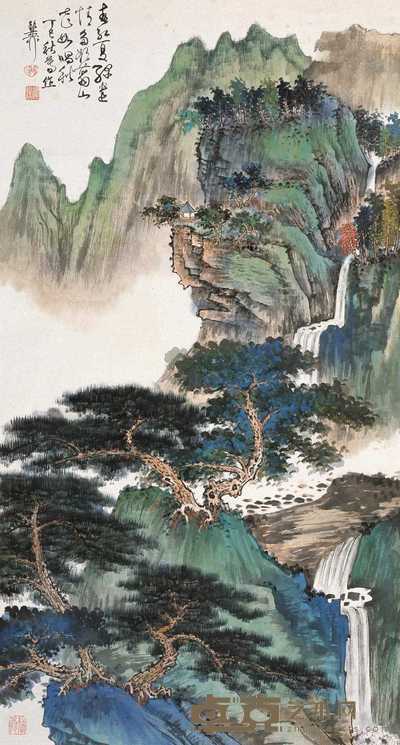 谢稚柳 1977年作 春红夏绿 立轴 86.5×46cm